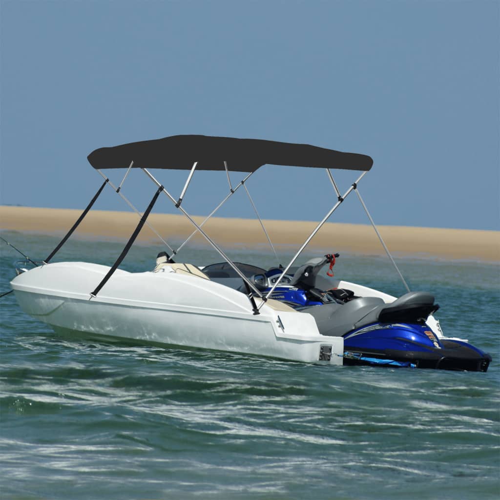 vidaXL Daszek bimini do łodzi, 4 pałąki, czarny, 243x244x137 cm