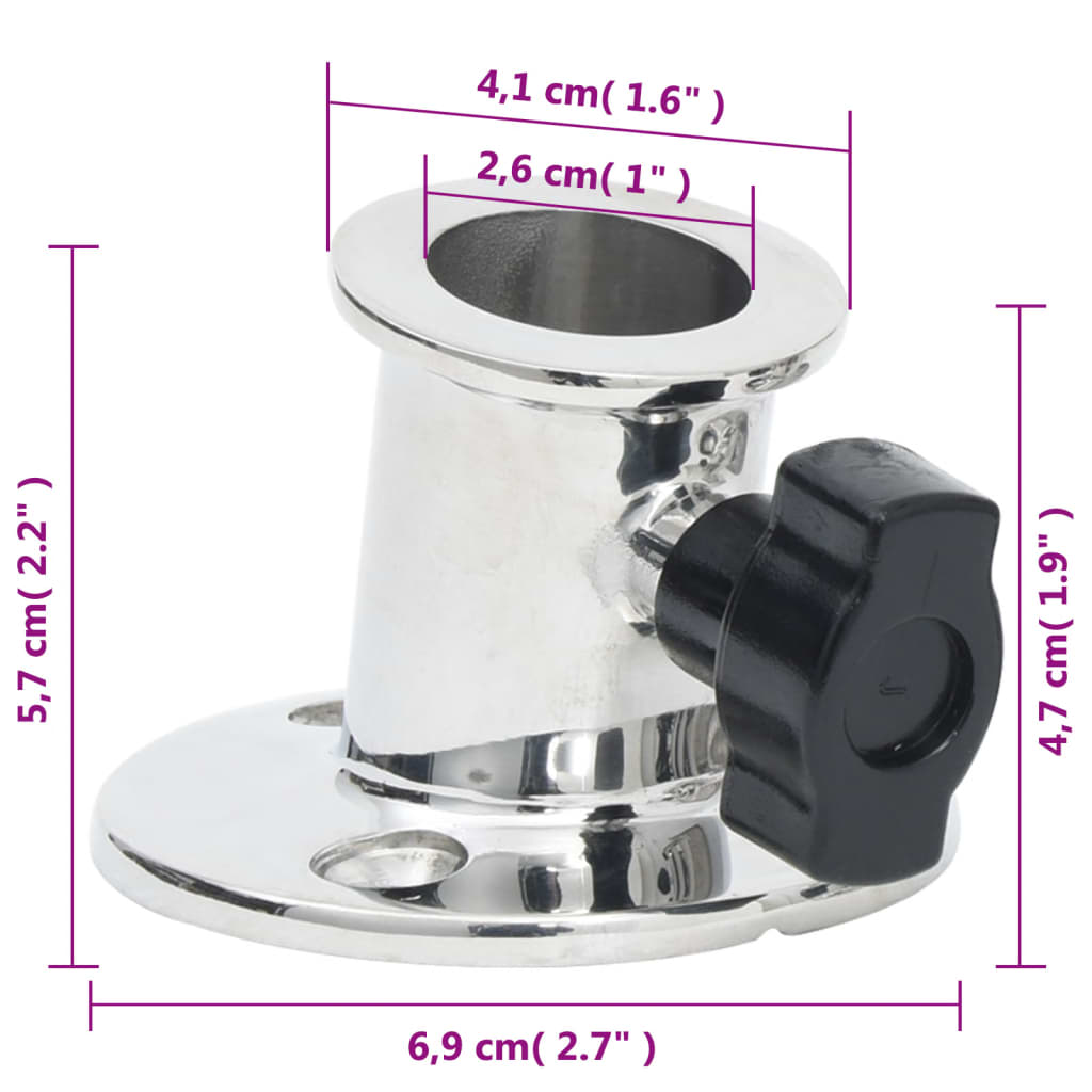 vidaXL Okrągłe podstawy do daszka bimini, 2 szt., rurki 26 mm, stalowe