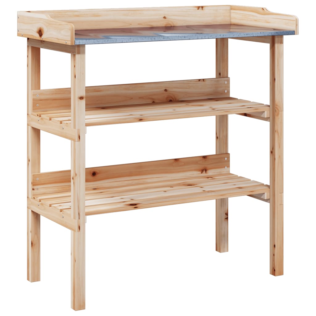 vidaXL Stolik ogrodniczy z półkami, 78x38x82,5 cm, jodłowy