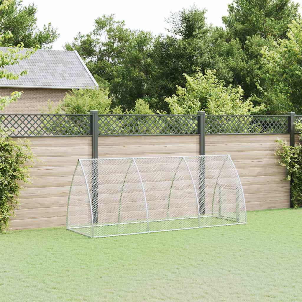 vidaXL Klatka dla kurcząt, srebrna, 300x105x120 cm, stal galwanizowana