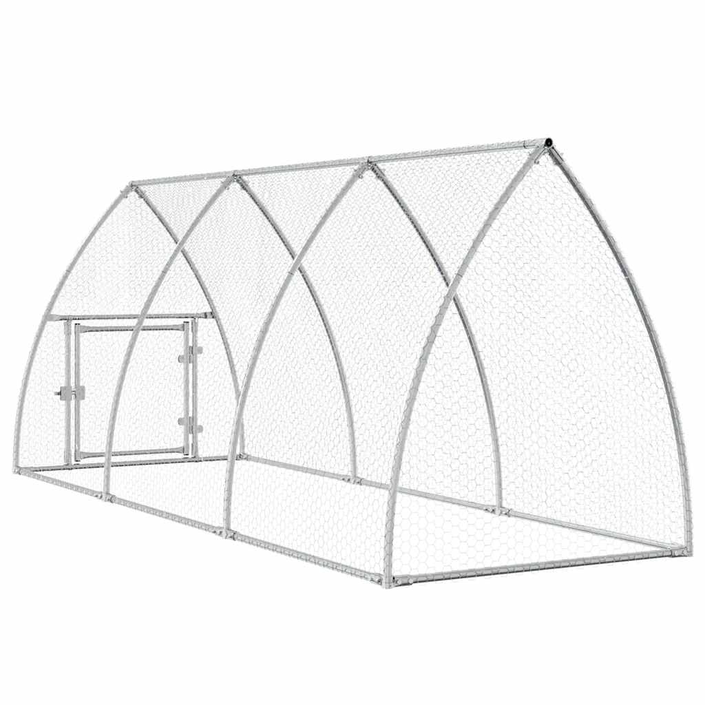 vidaXL Klatka dla kurcząt, srebrna, 300x105x120 cm, stal galwanizowana
