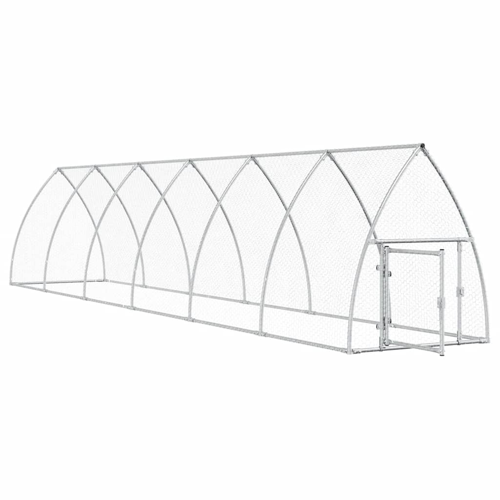 vidaXL Klatka dla kurcząt, srebrna, 600x105x120 cm, stal galwanizowana