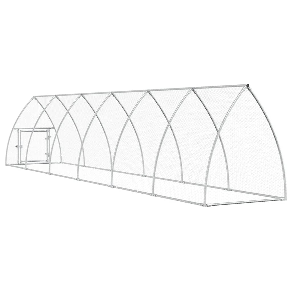 vidaXL Klatka dla kurcząt, srebrna, 600x105x120 cm, stal galwanizowana