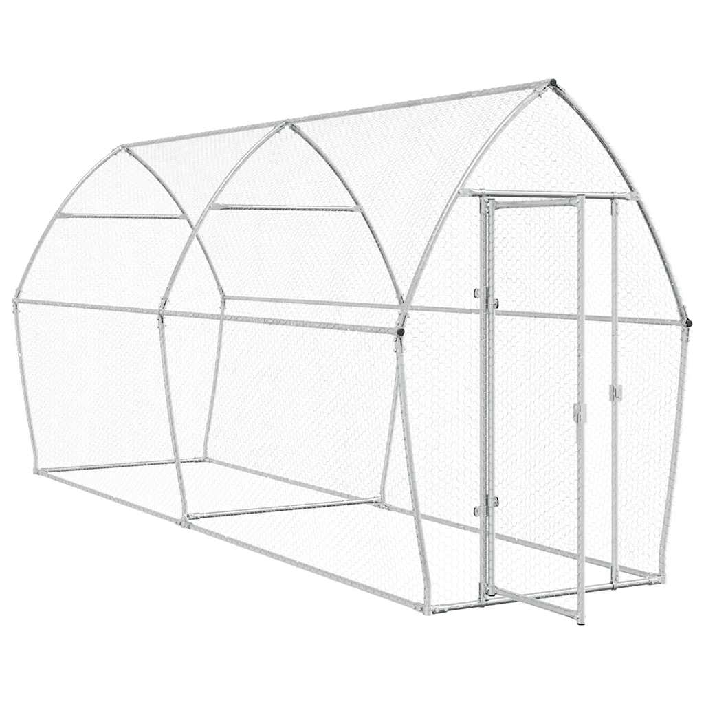 vidaXL Klatka dla kurcząt, srebrna, 400x105x182 cm, stal galwanizowana