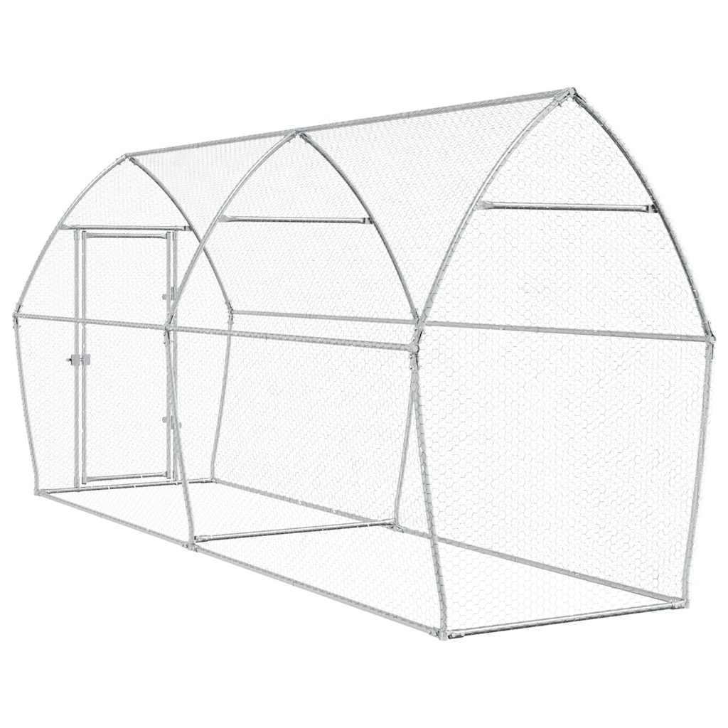 vidaXL Klatka dla kurcząt, srebrna, 400x105x182 cm, stal galwanizowana