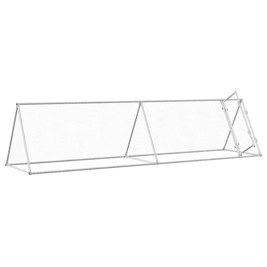 vidaXL Klatka dla kurcząt, srebrna, 400x105x91 cm, stal galwanizowana
