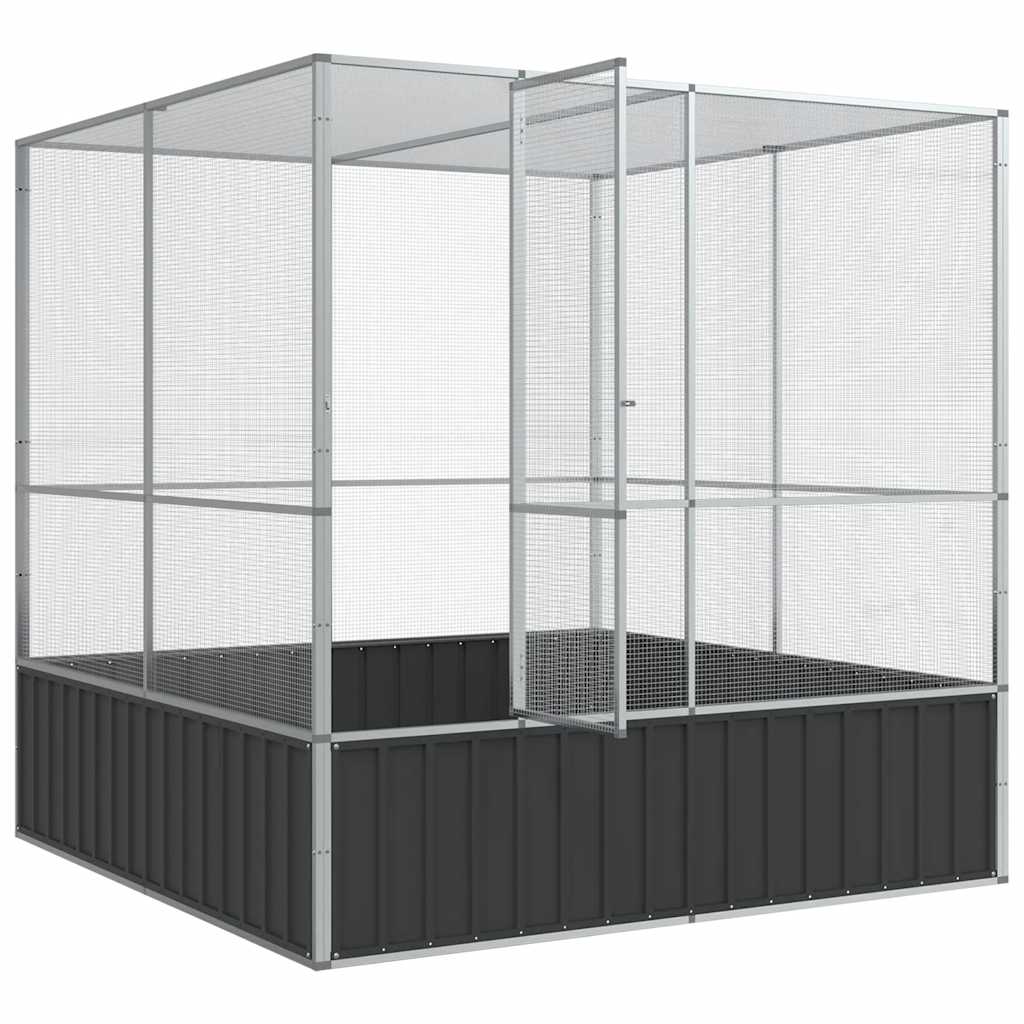 vidaXL Woliera, srebrna, 211x207x212 cm, stal