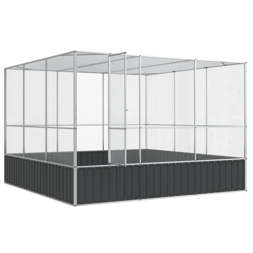 vidaXL Woliera, srebrna, 311x307x212 cm, stal