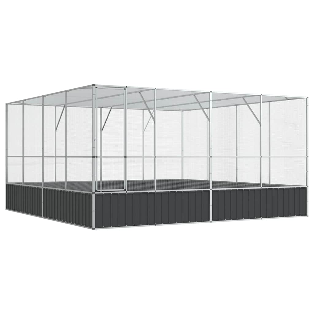vidaXL Woliera, srebrna, 418x414x212 cm, stal