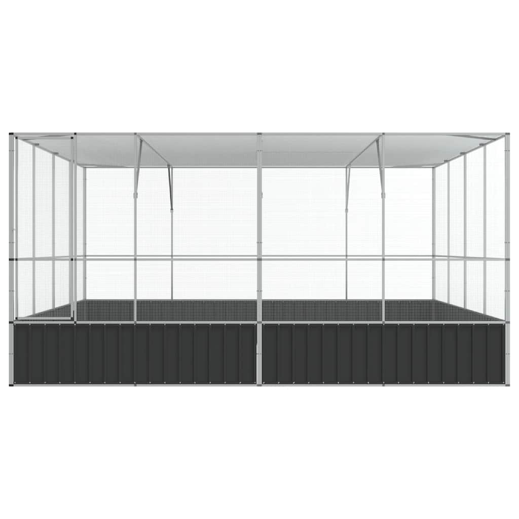 vidaXL Woliera, srebrna, 418x414x212 cm, stal
