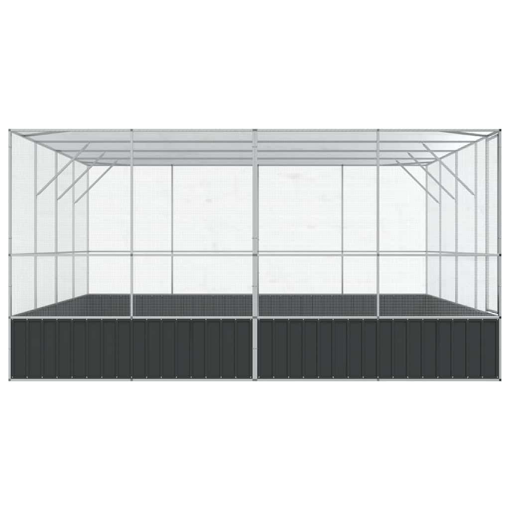 vidaXL Woliera, srebrna, 418x414x212 cm, stal