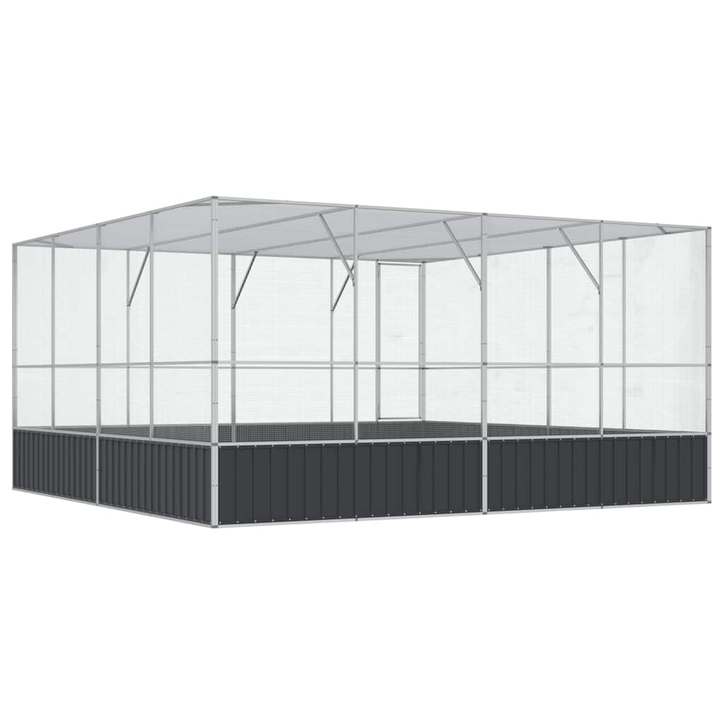vidaXL Woliera, srebrna, 418x414x212 cm, stal