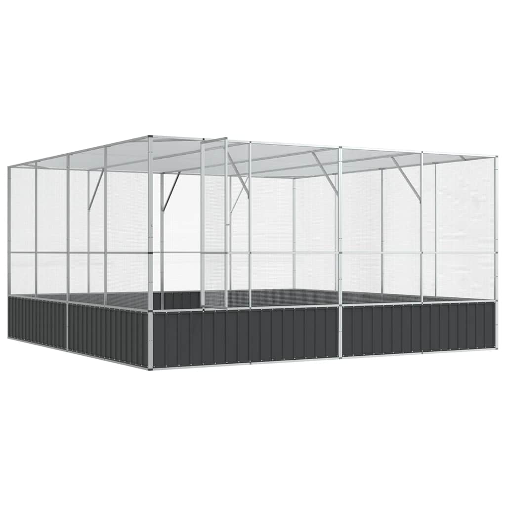 vidaXL Woliera, srebrna, 418x414x212 cm, stal