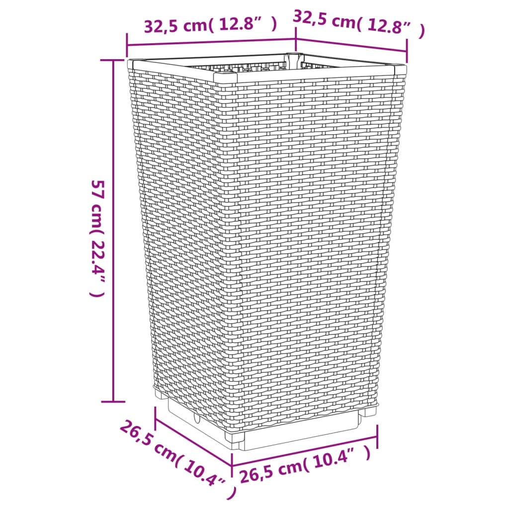 vidaXL Donice ogrodowe, 2 szt., czarne, 32,5x32,5x57, PP