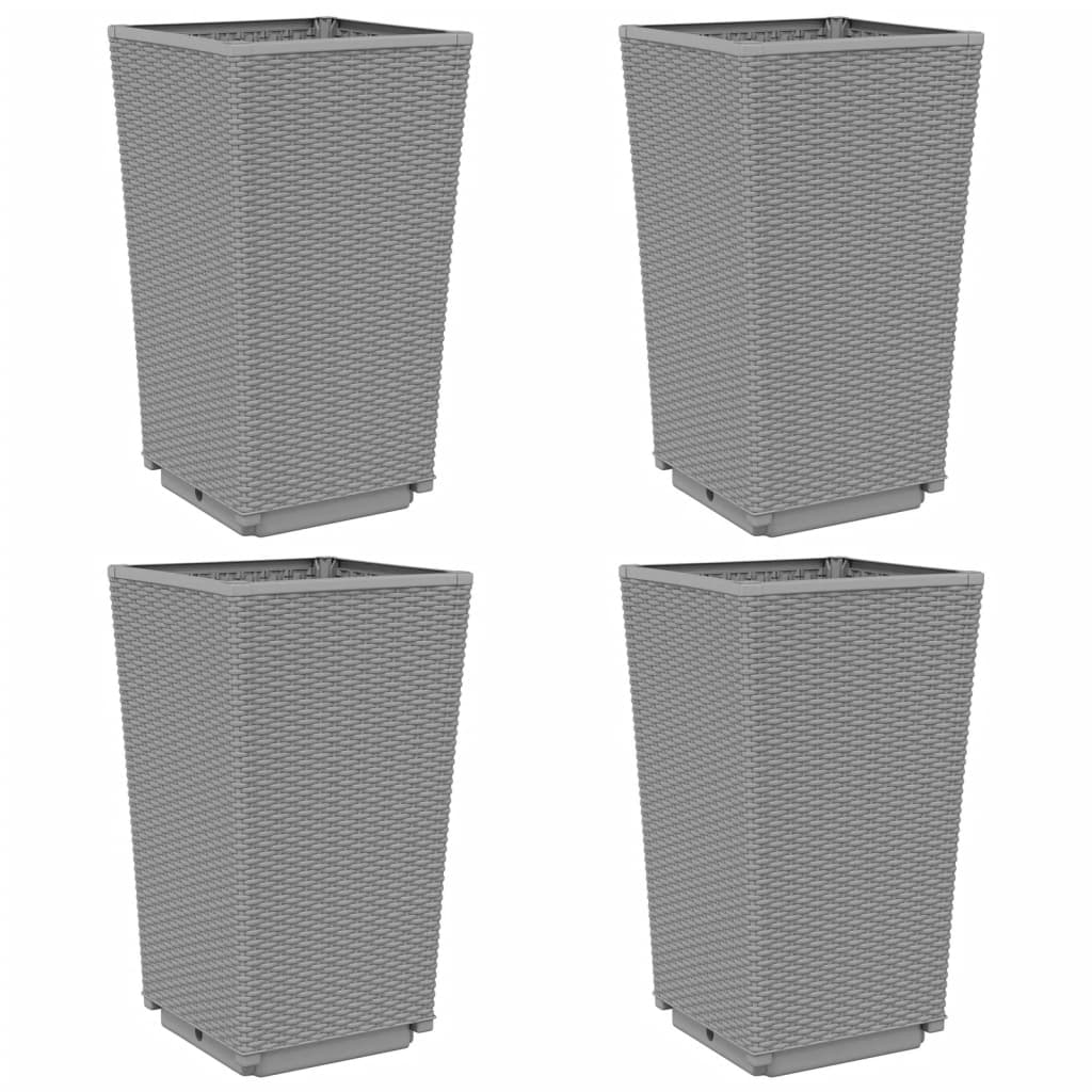 vidaXL Donice ogrodowe, 4 szt., jasnoszare, 32,5x32,5x57, PP