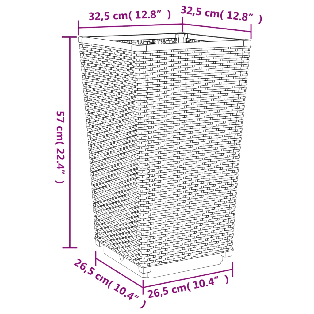 vidaXL Donice ogrodowe, 4 szt., jasnoszare, 32,5x32,5x57, PP