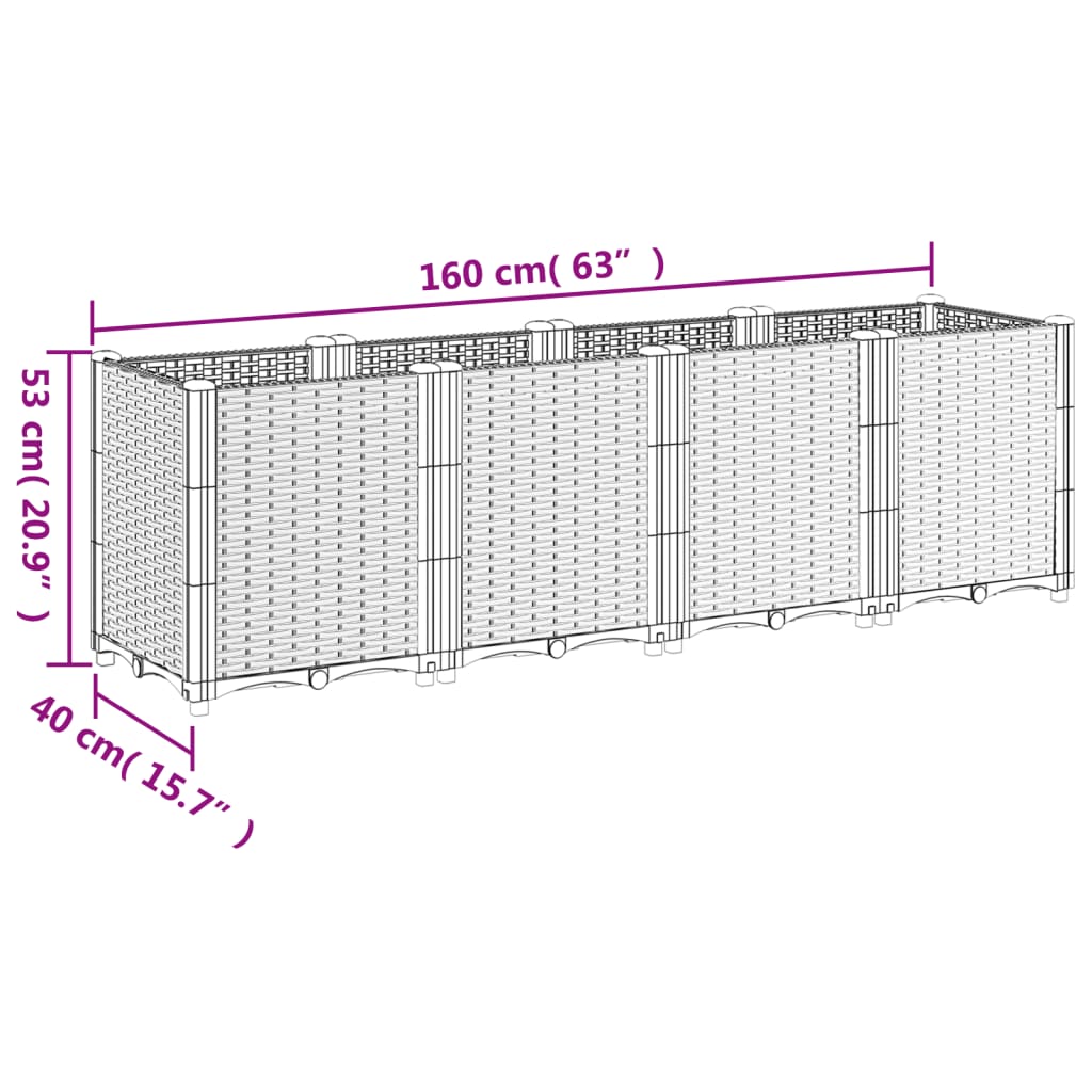 vidaXL Donica ogrodowa, czarna, 160x40x53 cm, PP