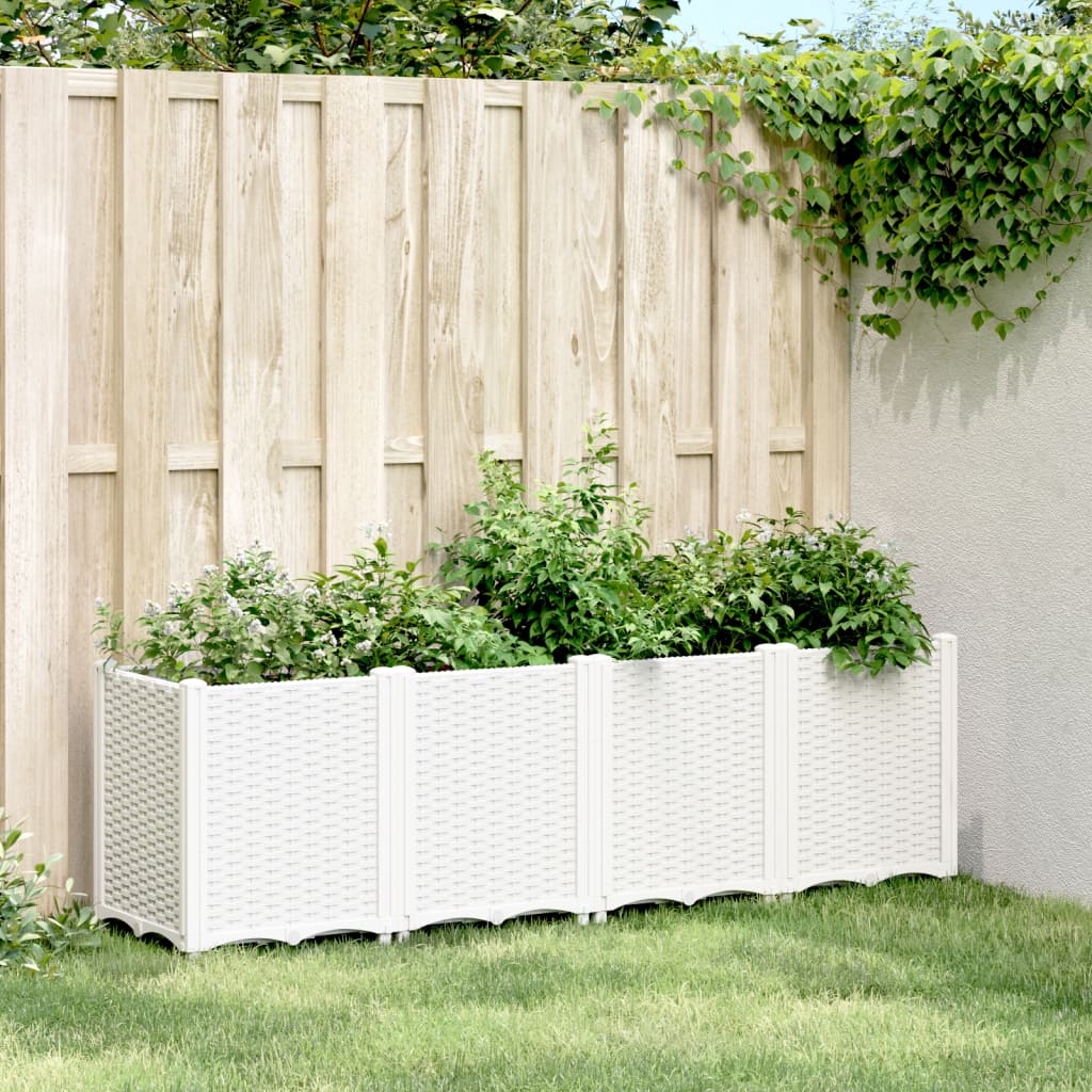 vidaXL Donica ogrodowa, biała, 160x40x53 cm, PP