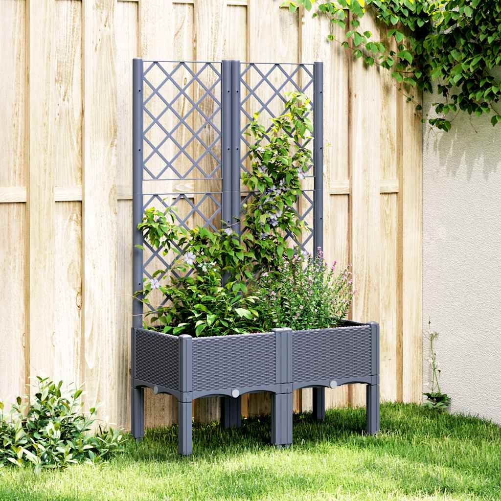 vidaXL Donica ogrodowa z kratką, niebieskoszara, 80x40x142 cm, PP