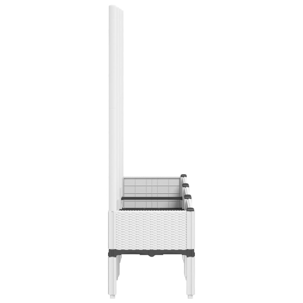 vidaXL Donica ogrodowa z kratką, biała, 120x40x142 cm, PP