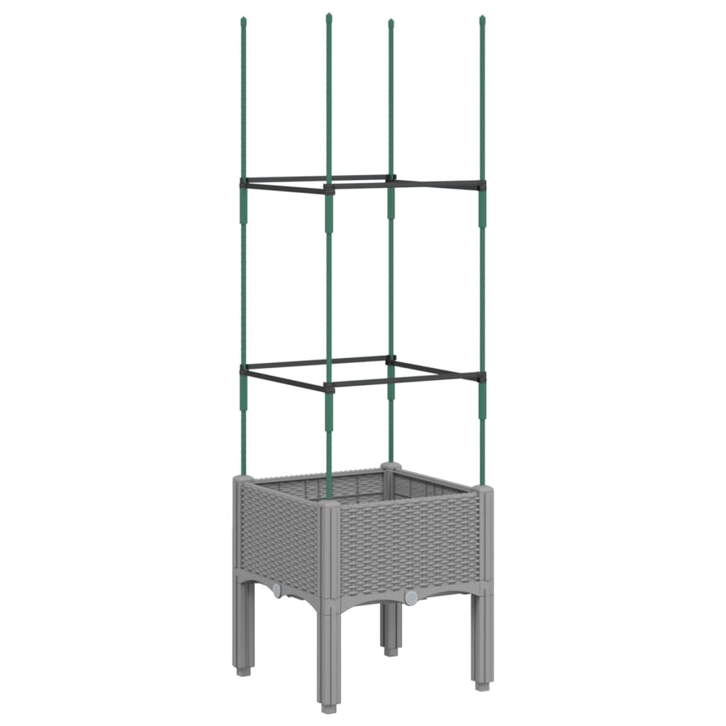 vidaXL Donica ogrodowa z kratką, jasnoszara, 40x40x142,5 cm, PP