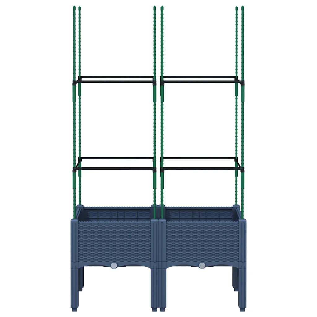 vidaXL Donica ogrodowa z kratką, niebieskoszara, 80x40x142,5 cm, PP