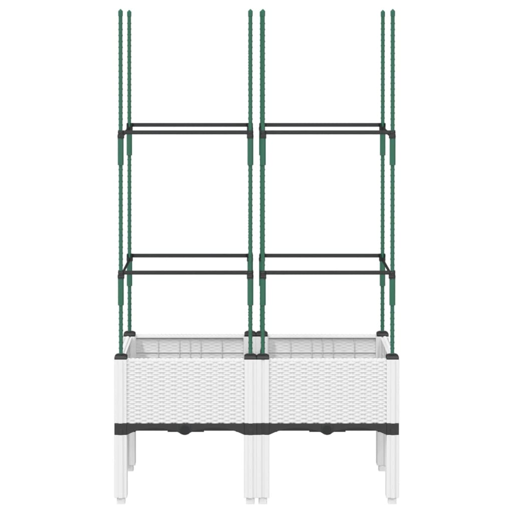 vidaXL Donica ogrodowa z kratką, biała, 80x40x142,5 cm, PP