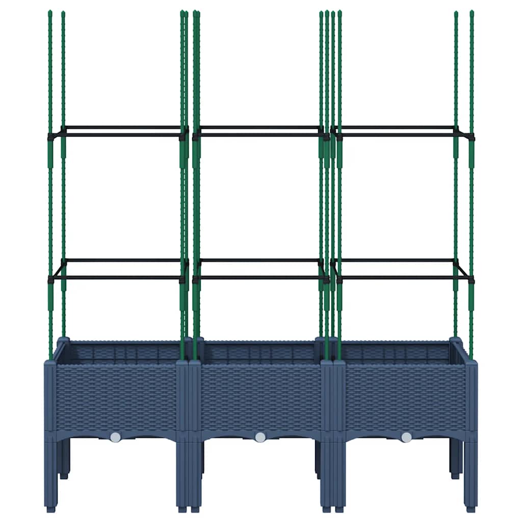 vidaXL Donica ogrodowa z kratką, niebieskoszara, 120x40x142,5 cm, PP