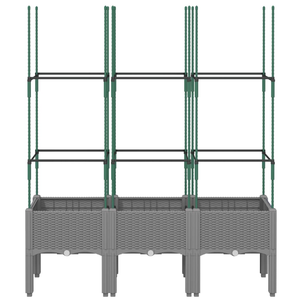 vidaXL Donica ogrodowa z kratką, jasnoszara, 120x40x142,5 cm, PP