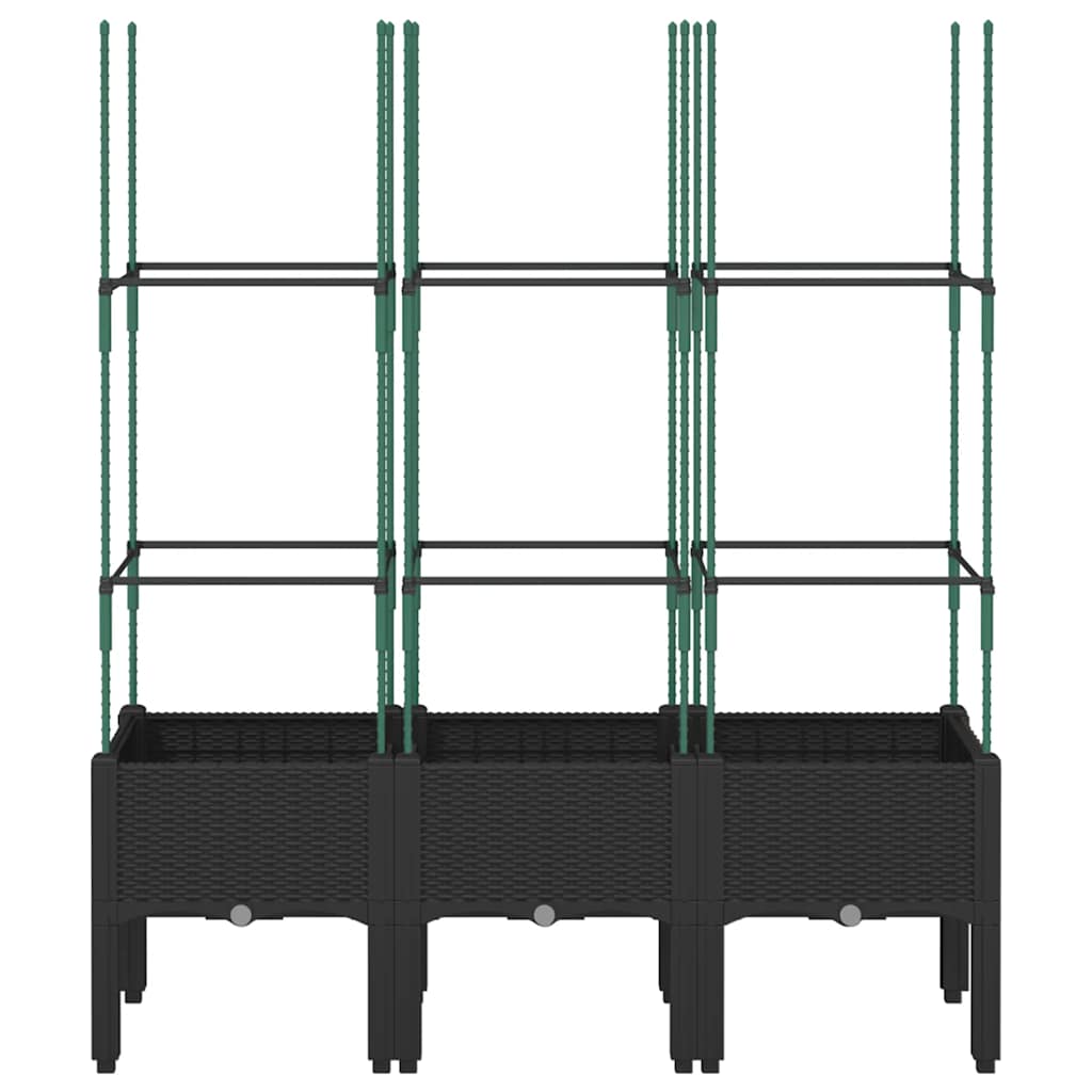 vidaXL Donica ogrodowa z kratką, czarna, 120x40x142,5 cm, PP