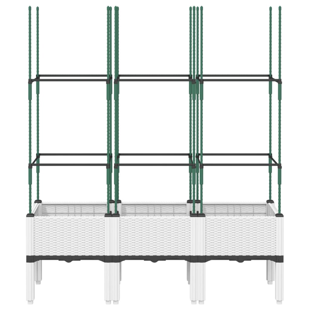 vidaXL Donica ogrodowa z kratką, biała, 120x40x142,5 cm, PP