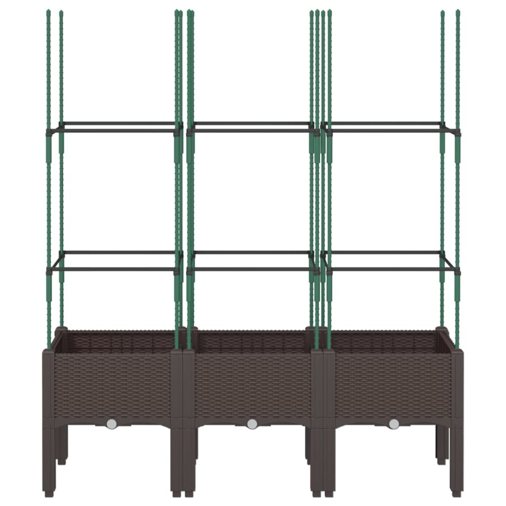 vidaXL Donica ogrodowa z kratką, brązowa, 120x40x142,5 cm, PP