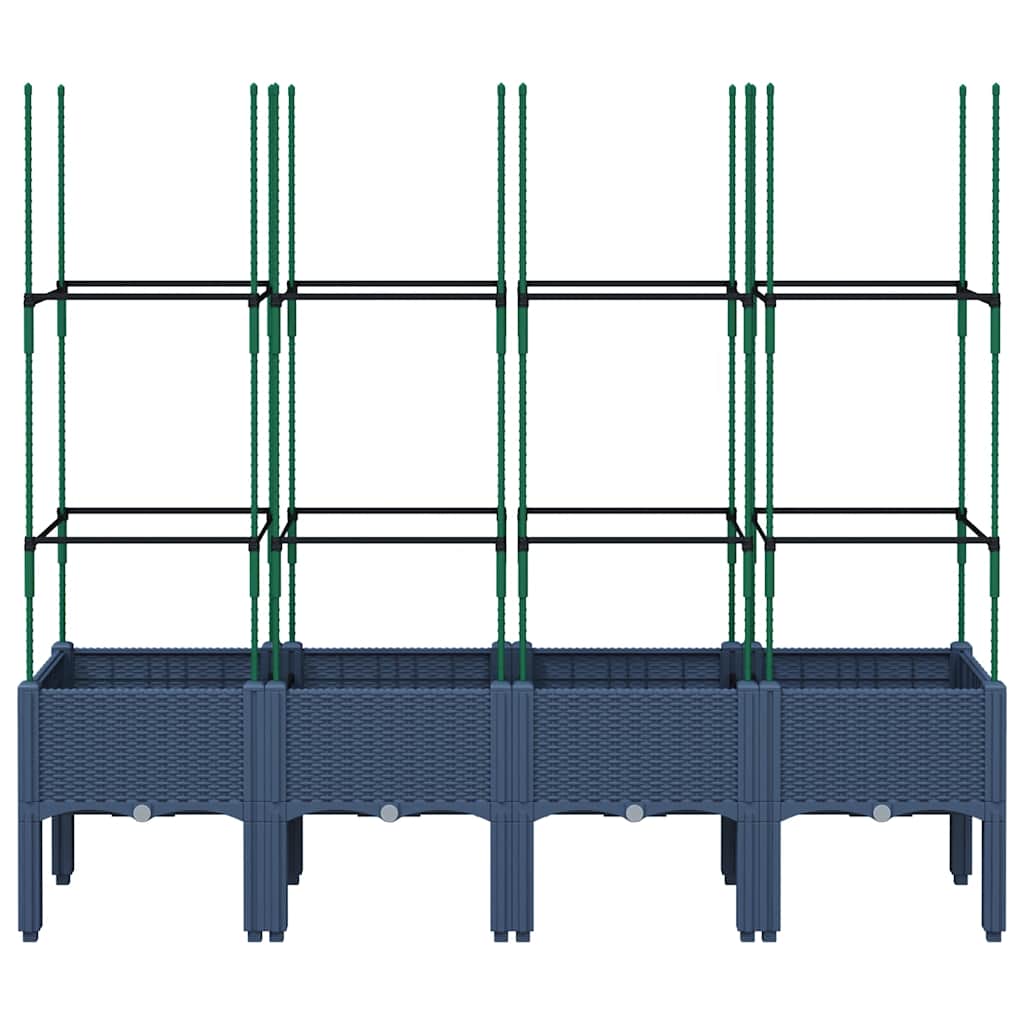 vidaXL Donica ogrodowa z kratką, niebieskoszara, 160x40x142,5 cm, PP