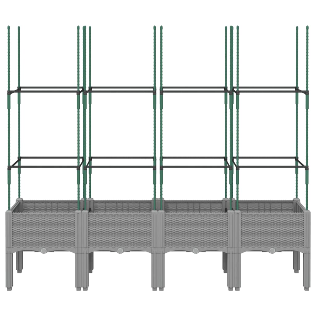 vidaXL Donica ogrodowa z kratką, jasnoszara, 160x40x142,5 cm, PP