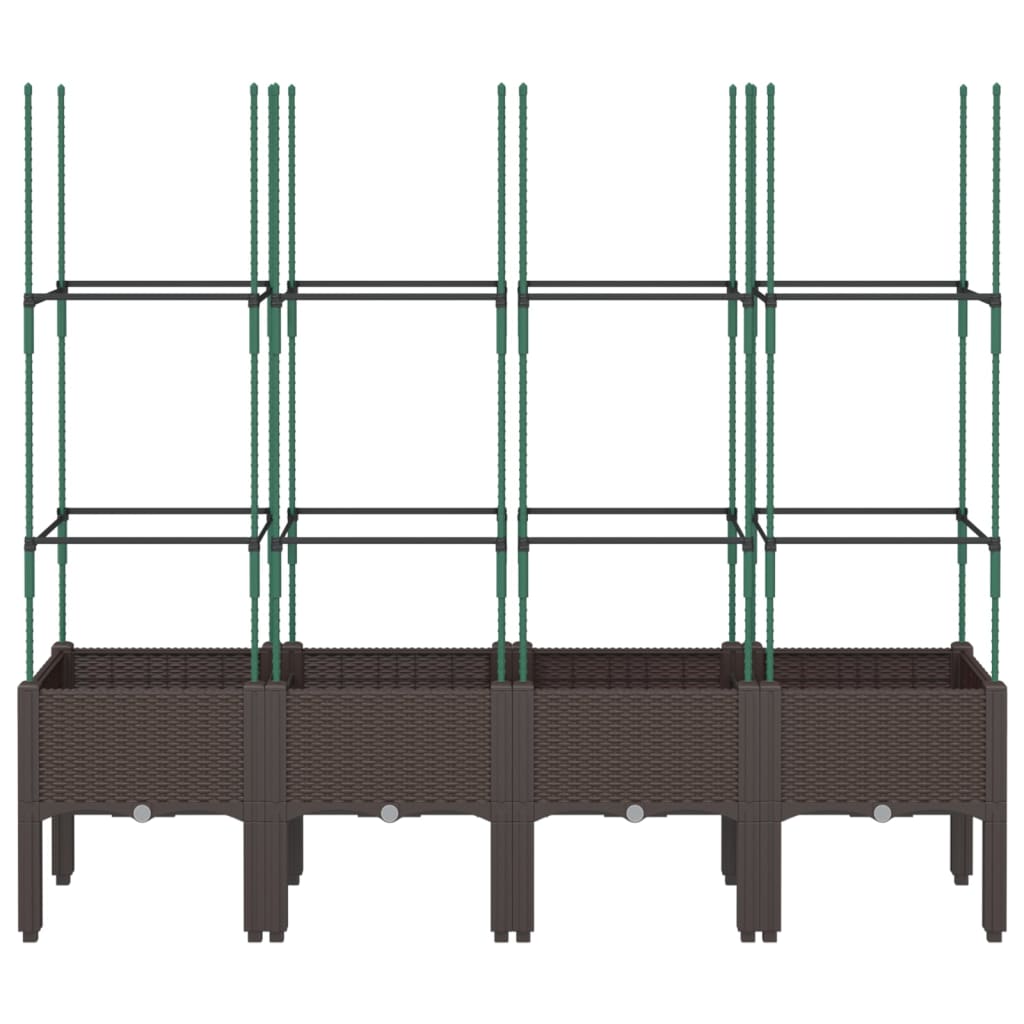 vidaXL Donica ogrodowa z kratką, brązowa, 160x40x142,5 cm, PP