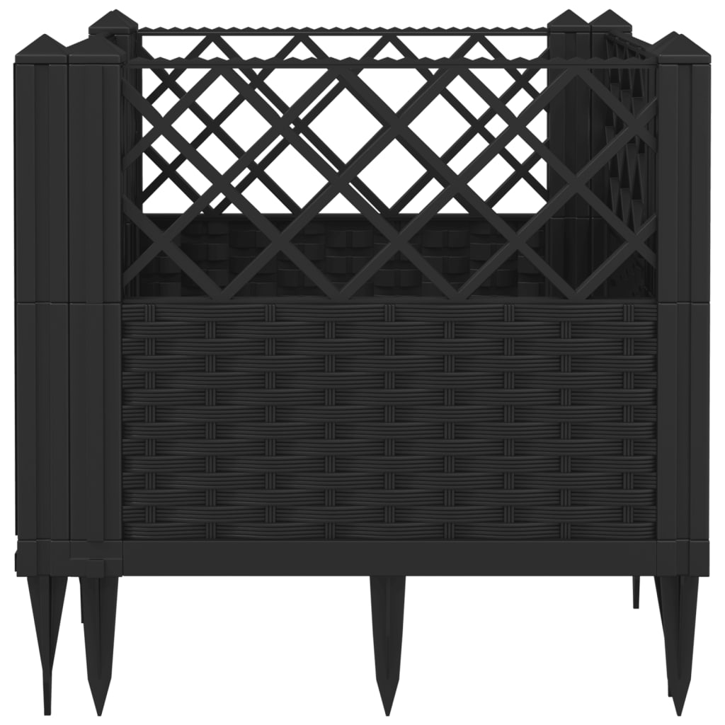 vidaXL Donica ogrodowa na kołkach, czarna, 43,5x43,5x43,5 cm, PP