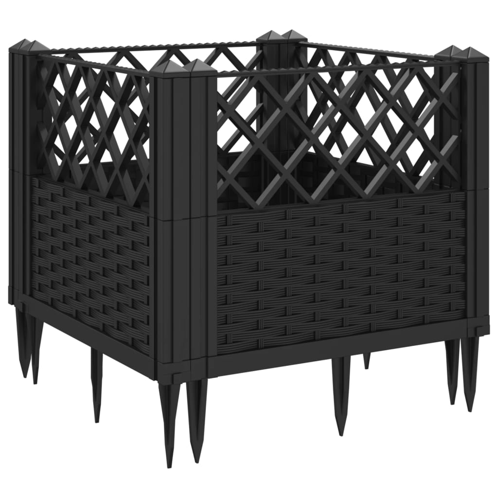 vidaXL Donica ogrodowa na kołkach, czarna, 43,5x43,5x43,5 cm, PP