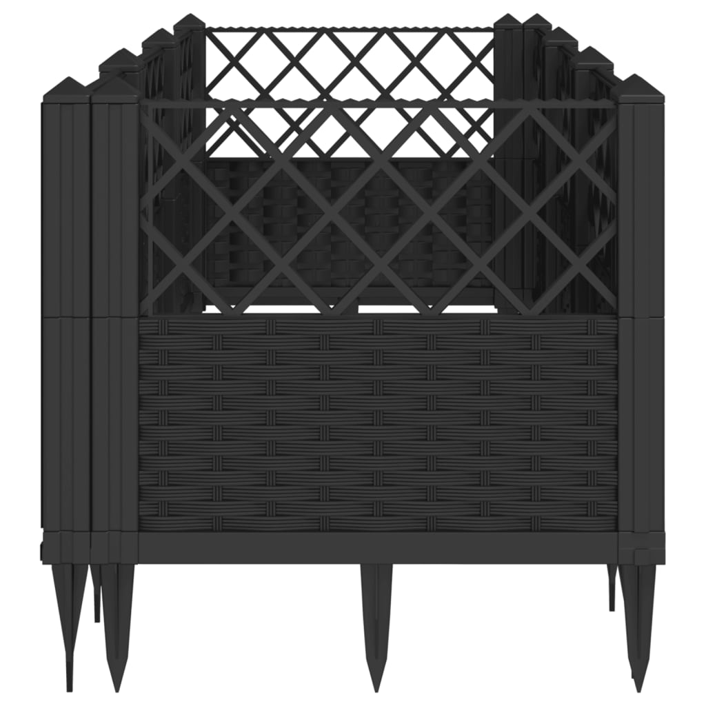 vidaXL Donica ogrodowa na kołkach, czarna, 123,5x43,5x43,5 cm, PP