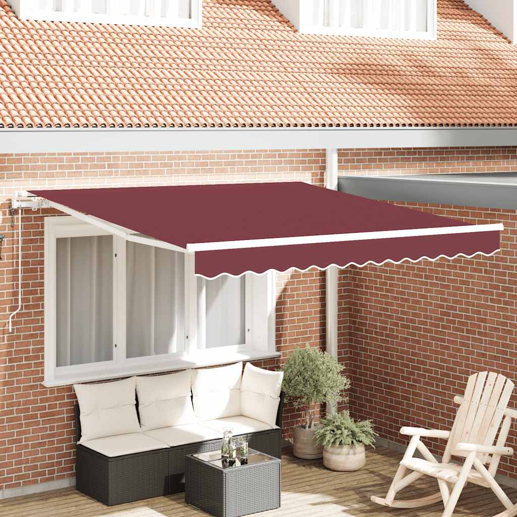 vidaXL Automatycznie zwijana markiza, burgundowa, 300x250 cm