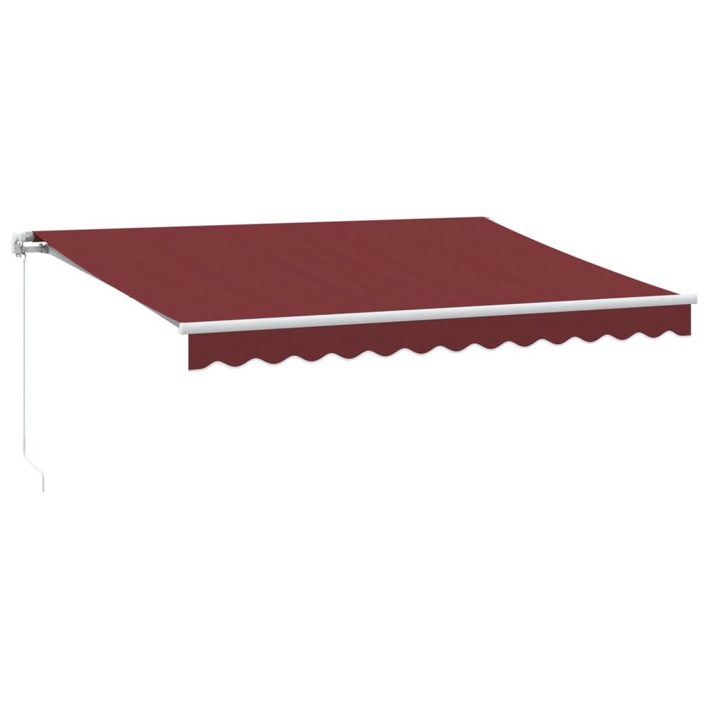 vidaXL Ręcznie zwijana markiza z LED, burgundowa, 350x250 cm