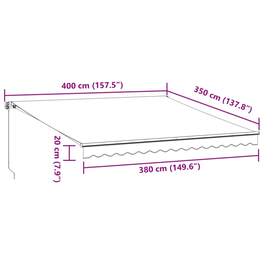 vidaXL Automatycznie zwijana markiza, burgundowa, 400x350 cm