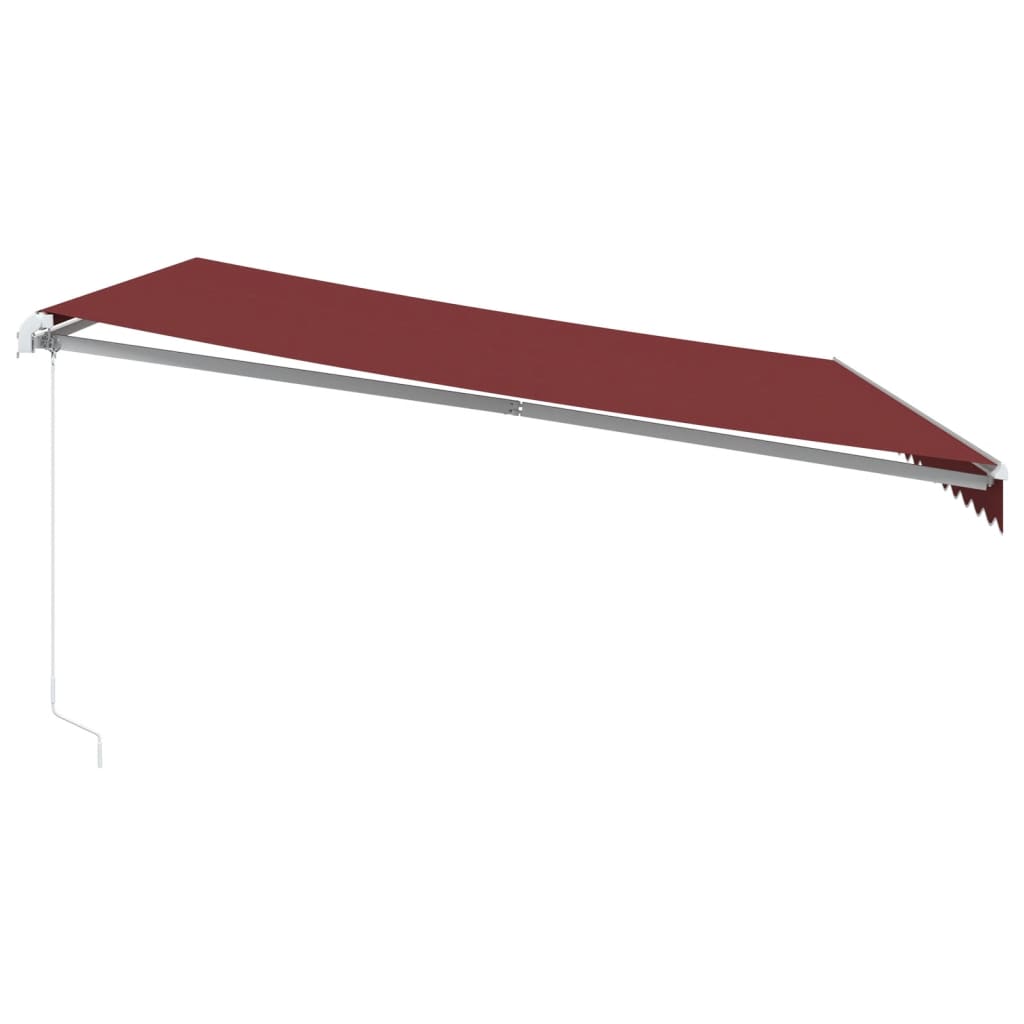 vidaXL Ręcznie zwijana markiza z LED, burgundowa, 450x350 cm