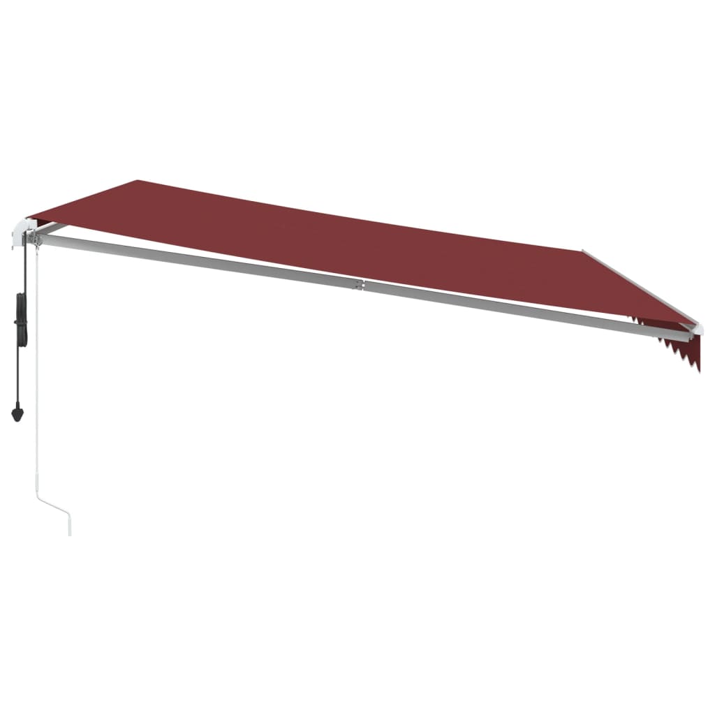 vidaXL Automatycznie zwijana markiza z LED, burgundowa, 450x350 cm