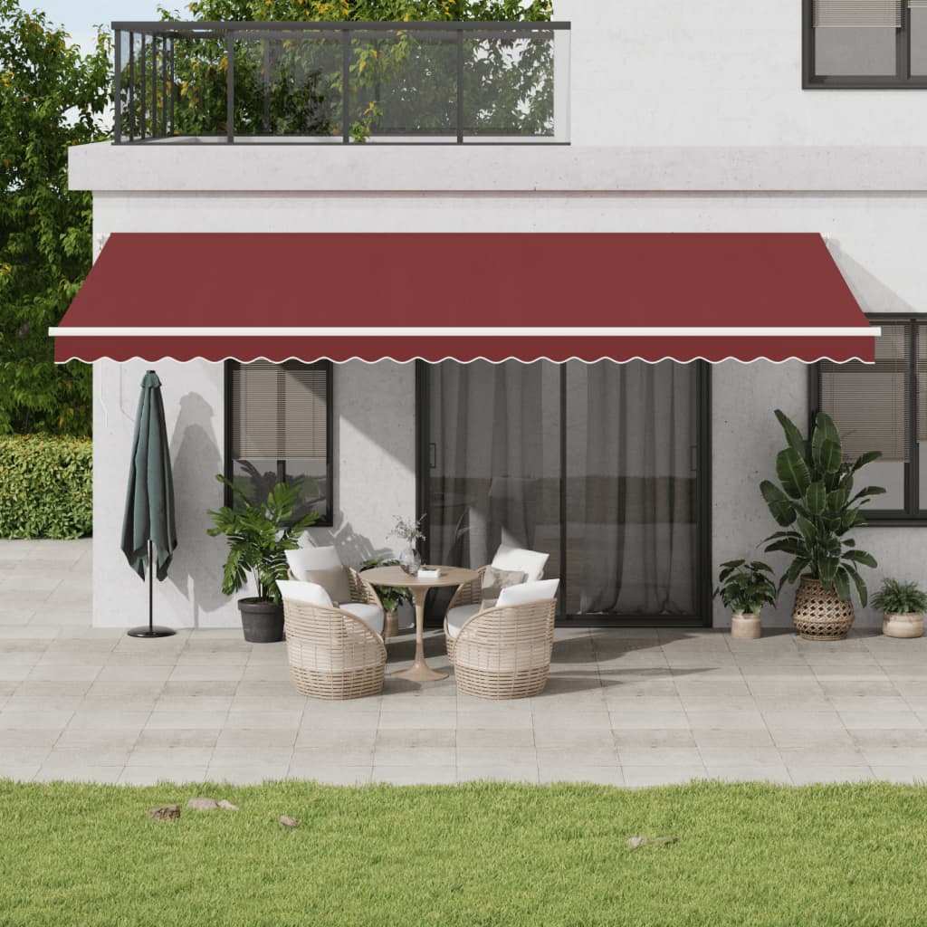 vidaXL Ręcznie zwijana markiza z LED, burgundowa, 600x350 cm