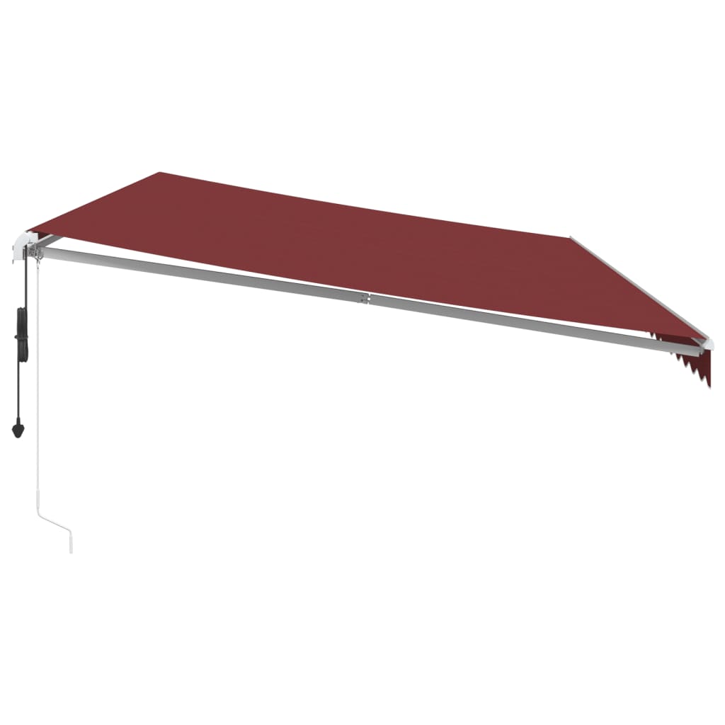 vidaXL Automatycznie zwijana markiza z LED, burgundowa, 600x350 cm
