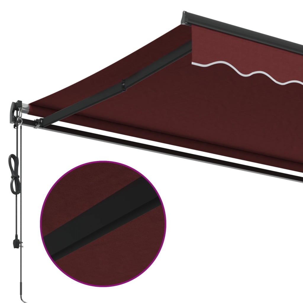 vidaXL Automatycznie zwijana markiza, burgundowa, 400x350 cm