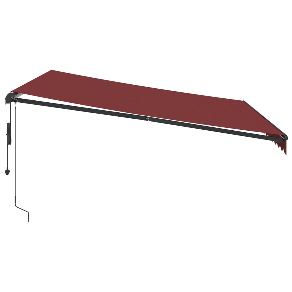 vidaXL Automatycznie zwijana markiza z LED, burgundowa, 400x350 cm