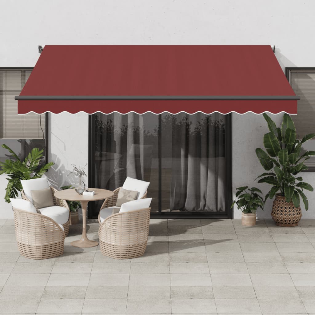 vidaXL Automatycznie zwijana markiza z LED, burgundowa, 400x350 cm