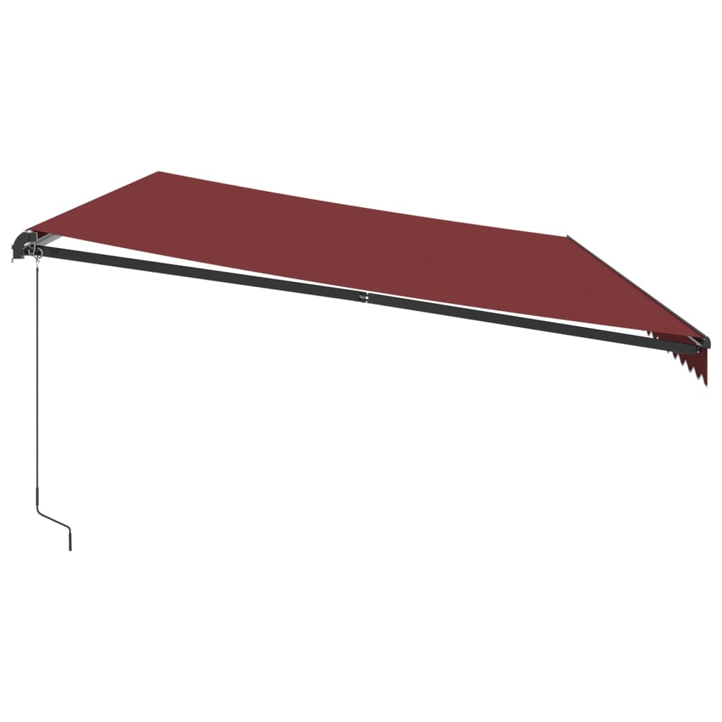 vidaXL Ręcznie zwijana markiza z LED, burgundowa, 600x350 cm