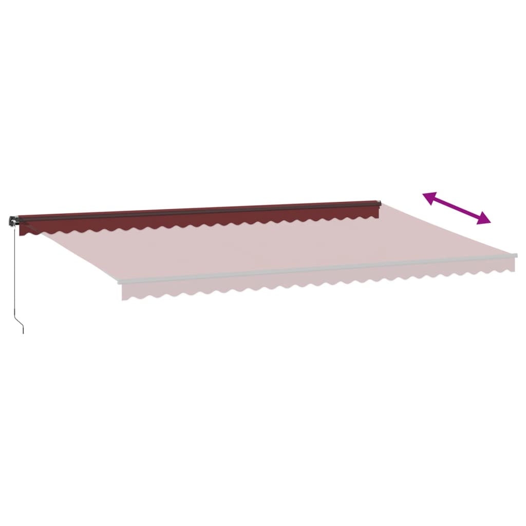 vidaXL Ręcznie zwijana markiza z LED, burgundowa, 600x350 cm